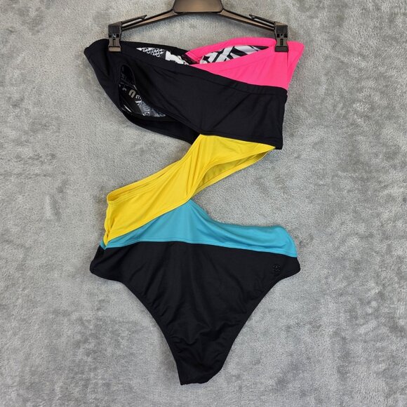 Volcom Swimsuit Womens Large Multicolor Simply Solid One Piece Cutout Monokini - Picture 5 of 9